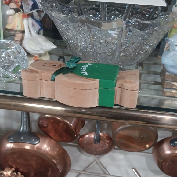 Rare STARBUCKS Green Ribboned & Aproned BEARISTA Wooden Box - Picture 3 of 6